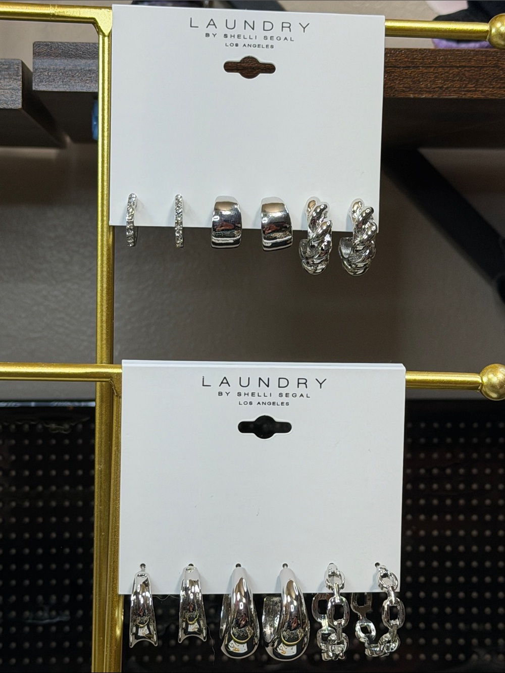 Laundry by Shelli Segal Earrings Silver tone 6 pair D3